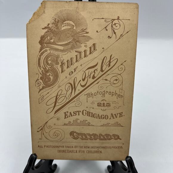 Antique Mounted Black White Photo Gown Baby 1800's 215 East Chicago Avenue - Picture 5 of 11